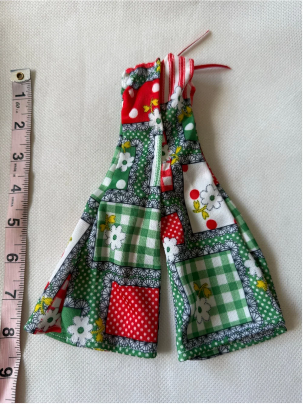 Vintage Barbie & Friends - Clone Faux- Patchwork Quilt Print Jumpsuit Green
